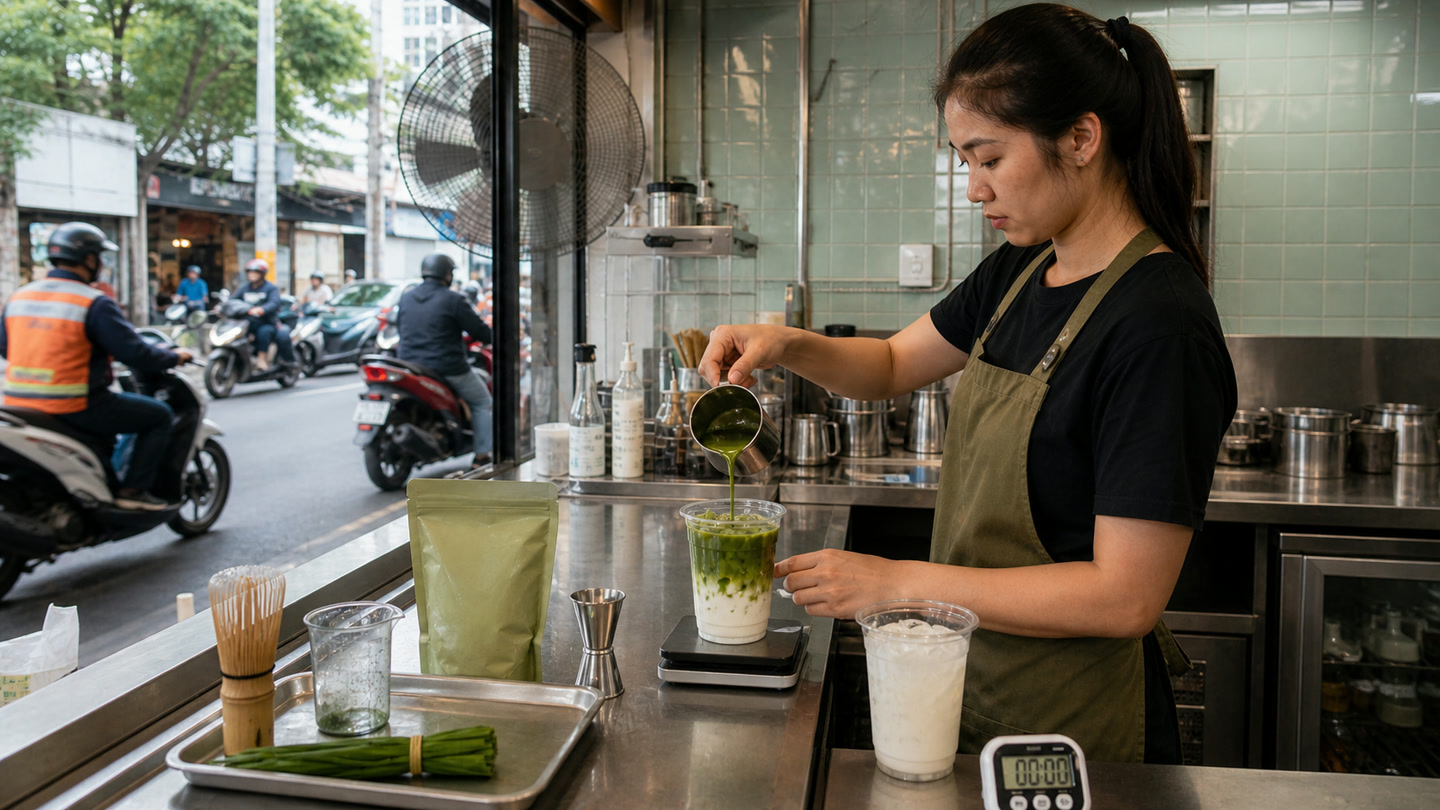 Pandan Coconut Matcha Latte